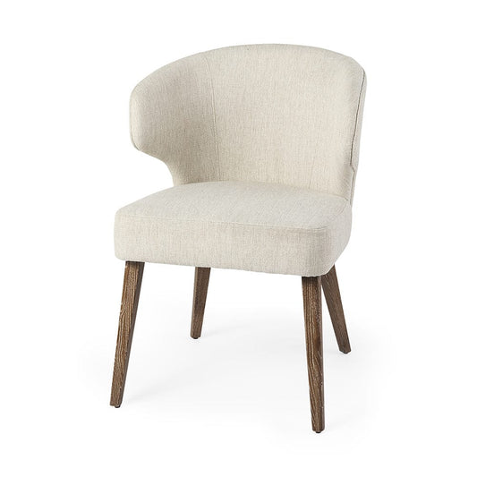 Mercana - Niles 22.5L x 24.0W x 32.0H Cream Fabric Seat W/ Medium Brown Wooden Legs Wingback Dining Chair - 69398 view 1