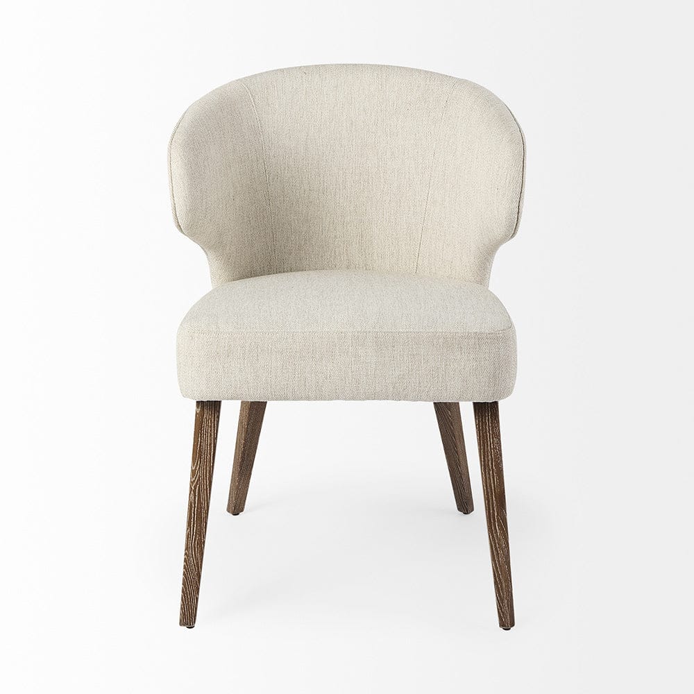 Mercana - Niles 22.5L x 24.0W x 32.0H Cream Fabric Seat W/ Medium Brown Wooden Legs Wingback Dining Chair - 69398 view 2