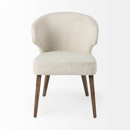 Mercana - Niles 22.5L x 24.0W x 32.0H Cream Fabric Seat W/ Medium Brown Wooden Legs Wingback Dining Chair - 69398 view 2