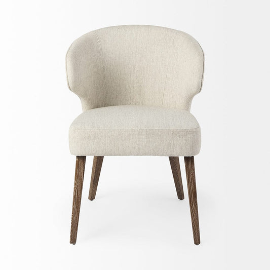 Mercana - Niles 22.5L x 24.0W x 32.0H Cream Fabric Seat W/ Medium Brown Wooden Legs Wingback Dining Chair - 69398 view 2
