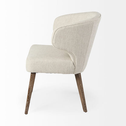 Mercana - Niles 22.5L x 24.0W x 32.0H Cream Fabric Seat W/ Medium Brown Wooden Legs Wingback Dining Chair - 69398 view 3