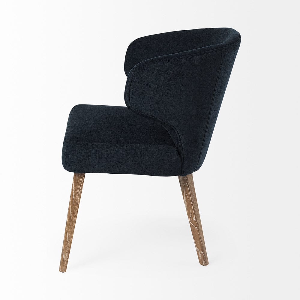 Mercana - Niles 23.5L x 24.0W x 32.0H Navy Fabric Seat W/ Medium Brown Wooden Legs Wingback Dining Chair - 69400 view 3