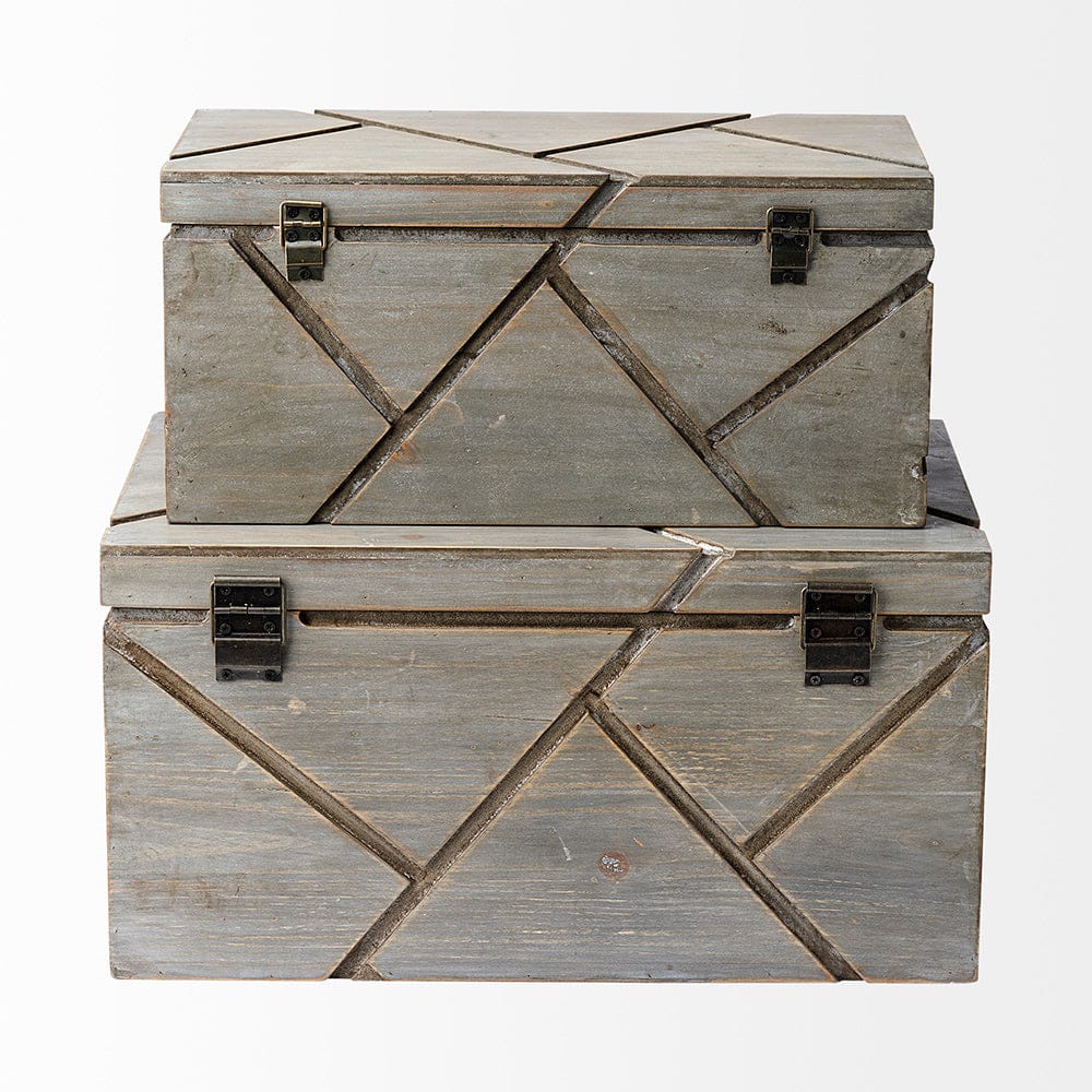 Mercana - Niobe 16L x 11W Gray Wooden Nesting Boxes (Set of 2) - 68435 view 2