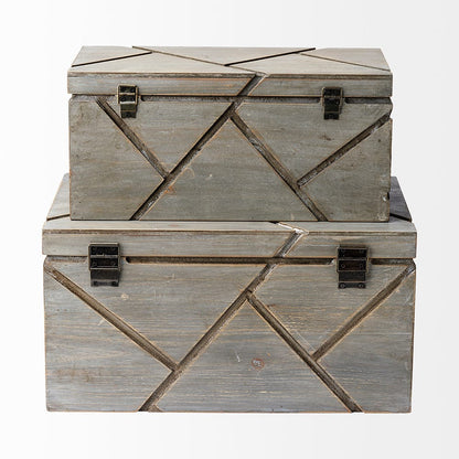 Mercana - Niobe 16L x 11W Gray Wooden Nesting Boxes (Set of 2) - 68435 view 2