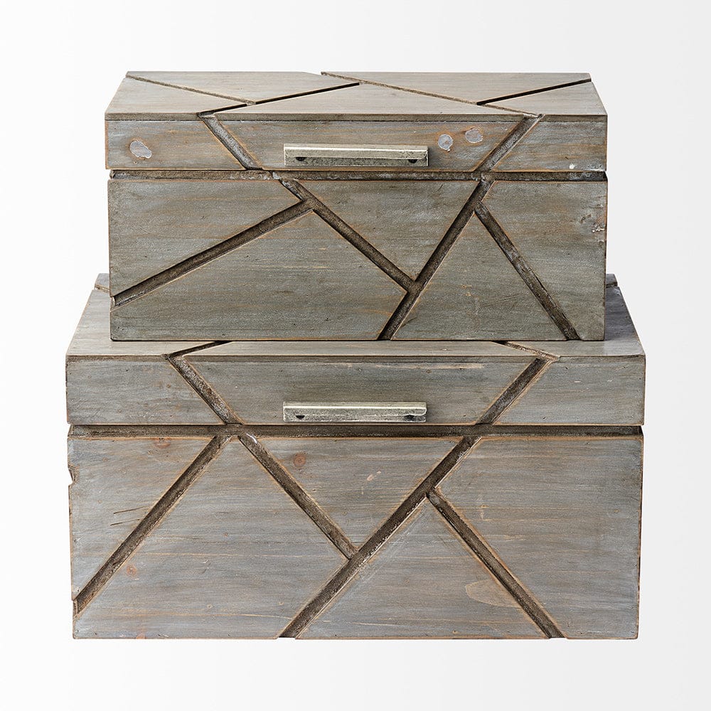 Mercana - Niobe 16L x 11W Gray Wooden Nesting Boxes (Set of 2) - 68435 view 3