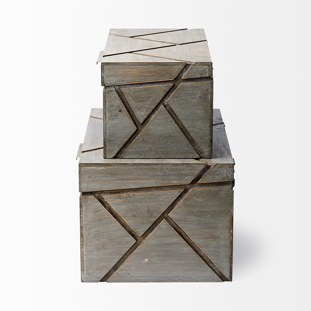 Mercana - Niobe 16L x 11W Gray Wooden Nesting Boxes (Set of 2) - 68435 view 4