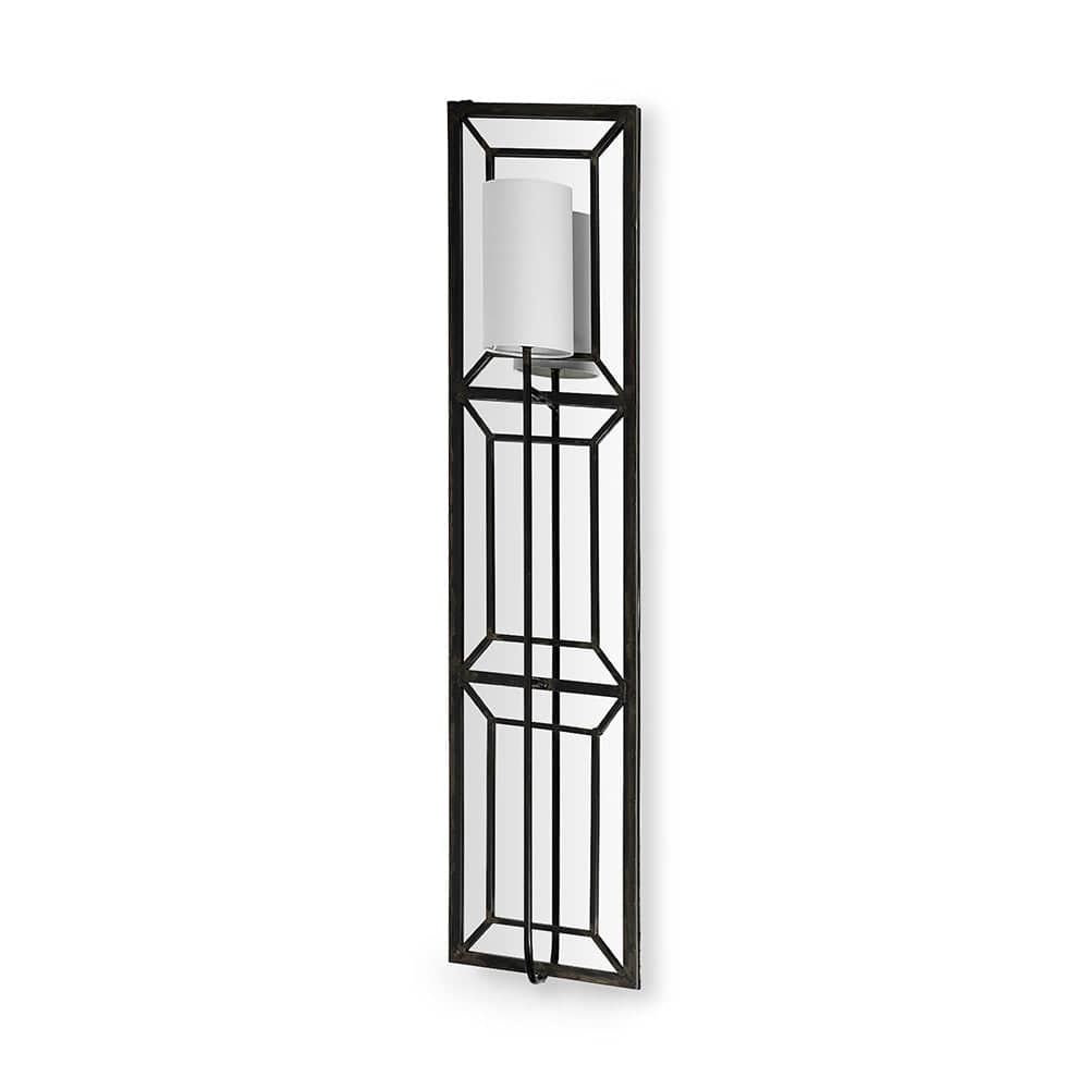 Mercana - Noah 12.2x55 Black Metal w/White Fabric Shade Rectangular Wall Sconce - 68423-AB view 1