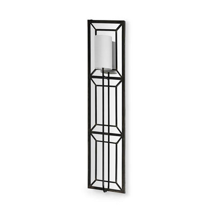 Mercana - Noah 12.2x55 Black Metal w/White Fabric Shade Rectangular Wall Sconce - 68423-AB view 1