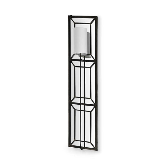 Mercana - Noah 12.2x55 Black Metal w/White Fabric Shade Rectangular Wall Sconce - 68423-AB view 1