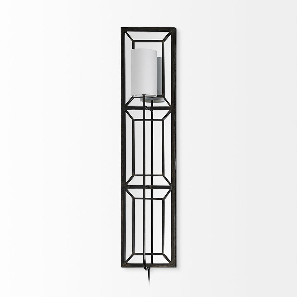 Mercana - Noah 12.2x55 Black Metal w/White Fabric Shade Rectangular Wall Sconce - 68423-AB view 3