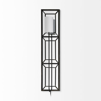 Mercana - Noah 12.2x55 Black Metal w/White Fabric Shade Rectangular Wall Sconce - 68423-AB view 3