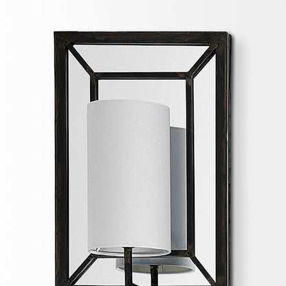 Mercana - Noah 12.2x55 Black Metal w/White Fabric Shade Rectangular Wall Sconce - 68423-AB view 4