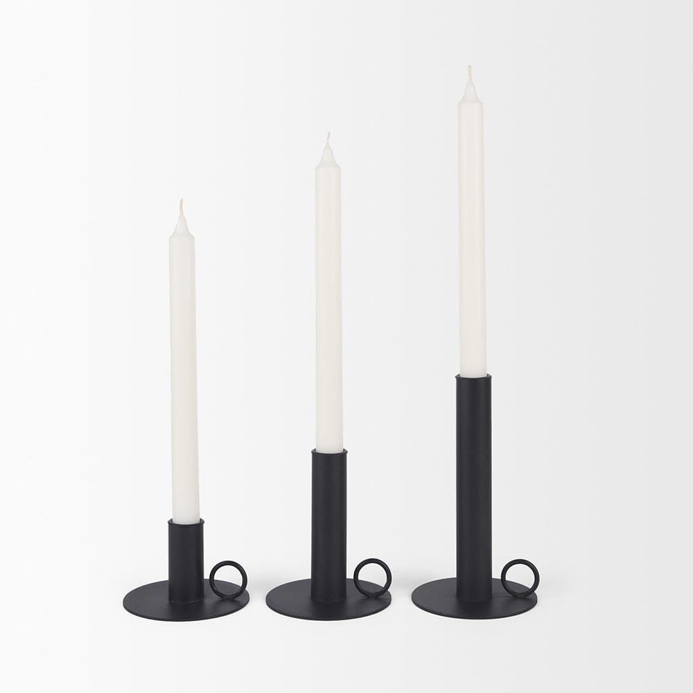 Mercana - Noir Matte Black Metal Candle Holders (Set of 3) - 70524 view 2