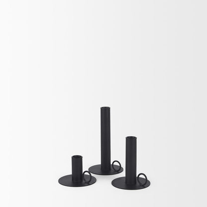 Mercana - Noir Matte Black Metal Candle Holders (Set of 3) - 70524 view 3