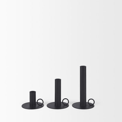 Mercana - Noir Matte Black Metal Candle Holders (Set of 3) - 70524 view 4