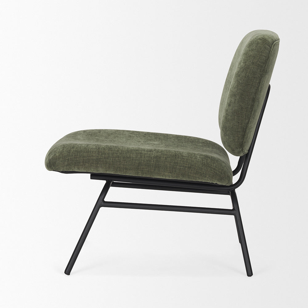 Mercana - Nora Forest Green Fabric w/ Matte Black Metal Legs Accent Chair - 70685_CLOSEOUT view 3