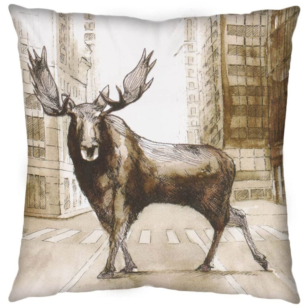 Mercana - Northstreet II 18 x 18 Brown Moose City Crossing Decorative Pillow Cover - 67328_CLOSEOUT view 1