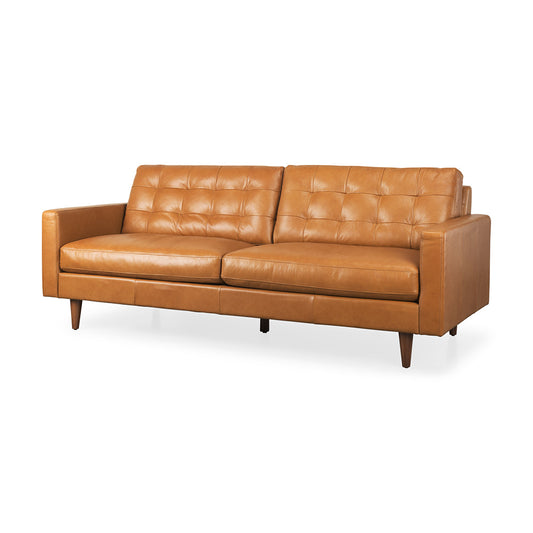 Mercana - Olaf 88.2L x 37.8W x 35.0H Tan Leather Sofa - 69693_CLOSEOUT view 1