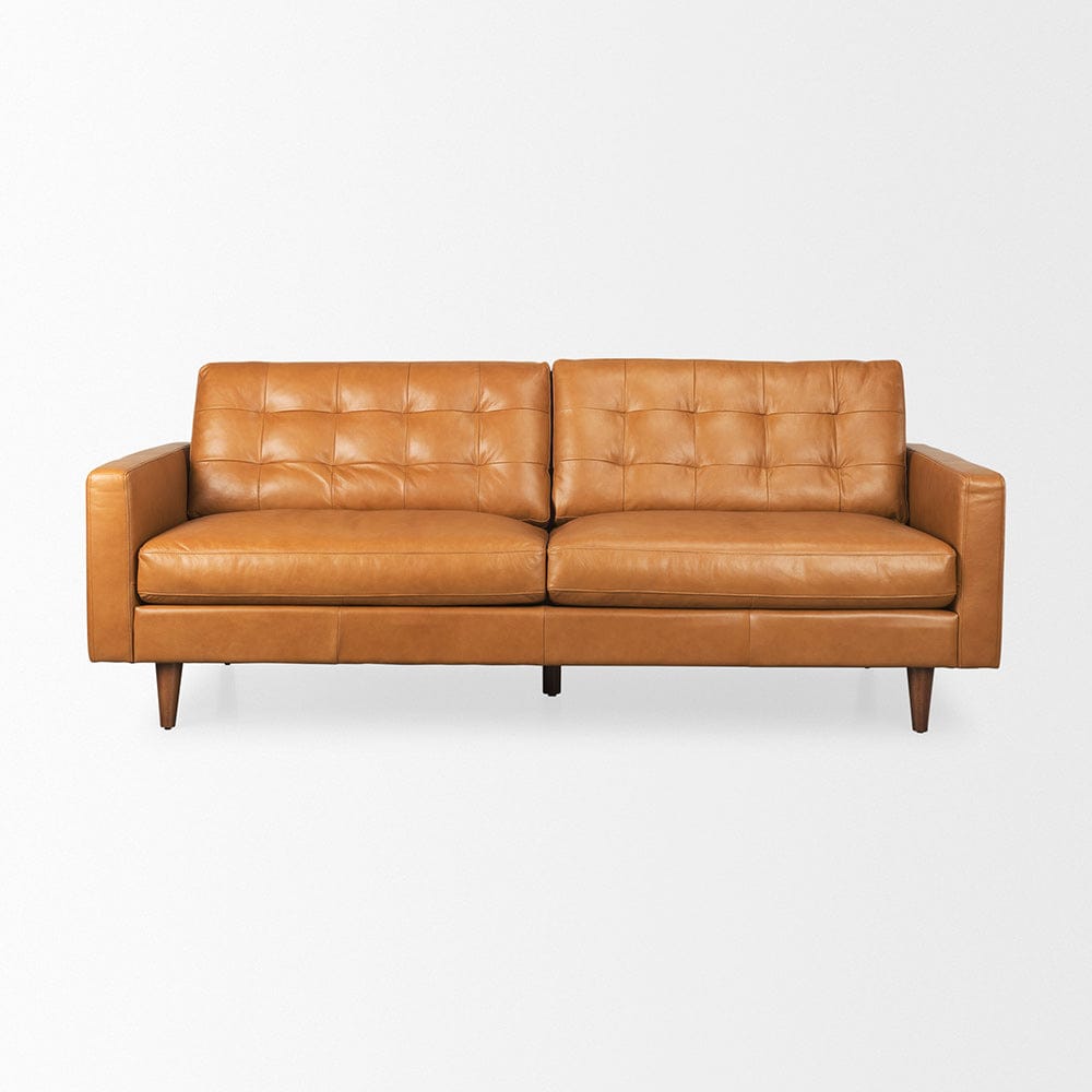 Mercana - Olaf 88.2L x 37.8W x 35.0H Tan Leather Sofa - 69693_CLOSEOUT view 2