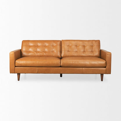 Mercana - Olaf 88.2L x 37.8W x 35.0H Tan Leather Sofa - 69693_CLOSEOUT view 2