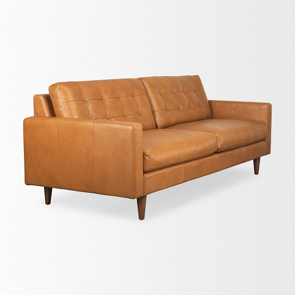 Mercana - Olaf 88.2L x 37.8W x 35.0H Tan Leather Sofa - 69693_CLOSEOUT view 5