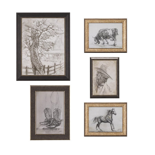 Mercana - Old West Collection I Farm view by Mercana Studio a Hand Embellished Textured Framed Art Print - 14783 view 1