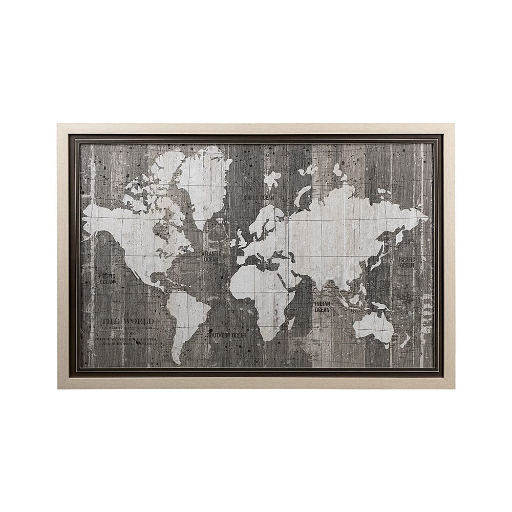 Mercana - Old World Map Neutral by Mercana Studio Hand Embellished Textured Framed Art Print Matted under Glas - 12806 view 1