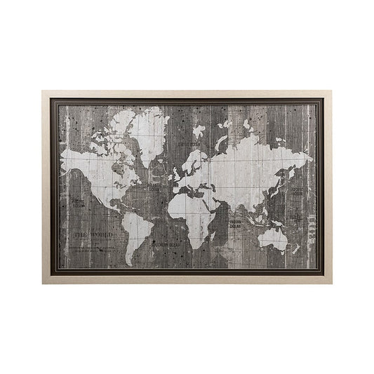 Mercana - Old World Map Neutral by Mercana Studio Hand Embellished Textured Framed Art Print Matted under Glas - 12806 view 1