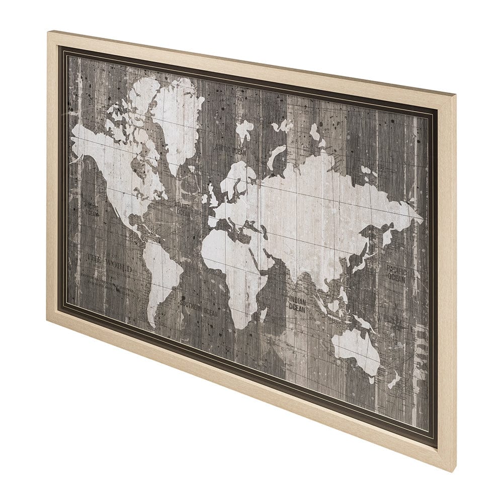 Mercana - Old World Map Neutral by Mercana Studio Hand Embellished Textured Framed Art Print Matted under Glas - 12806 view 2