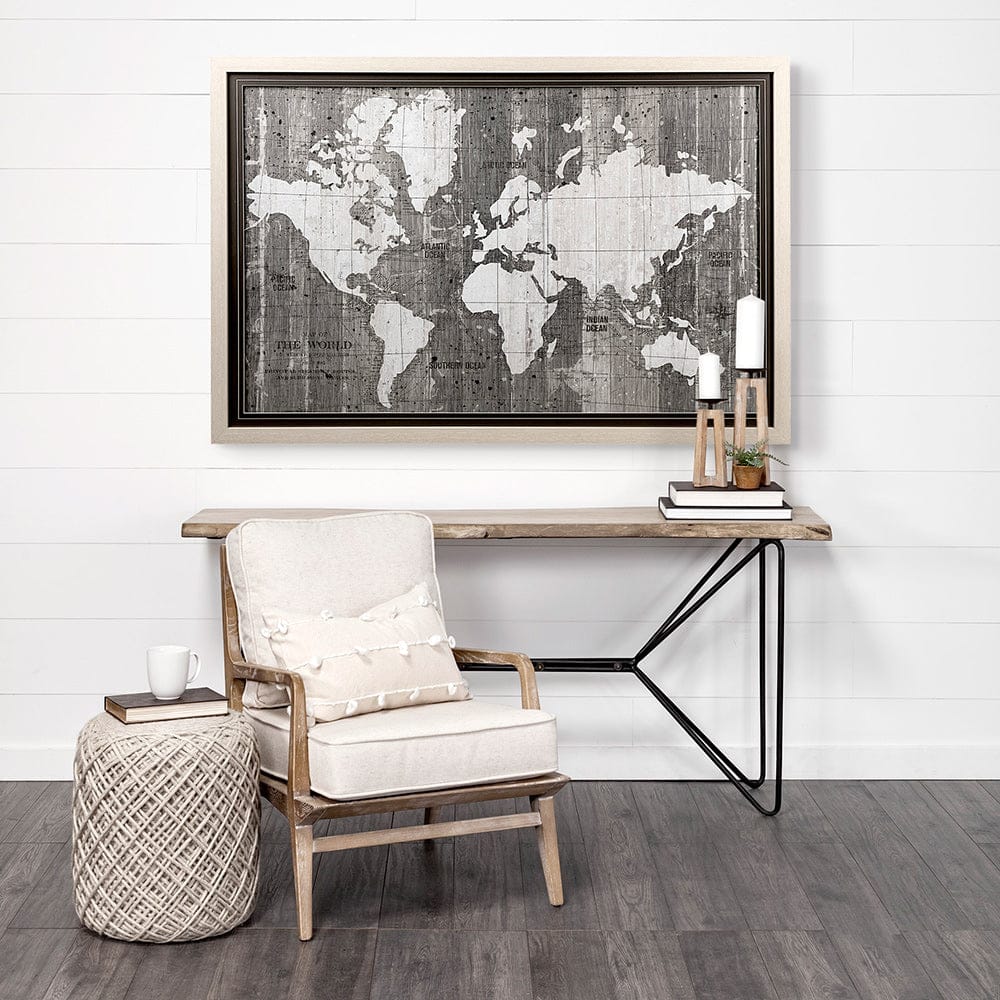 Mercana - Old World Map Neutral by Mercana Studio Hand Embellished Textured Framed Art Print Matted under Glas - 12806 view 5