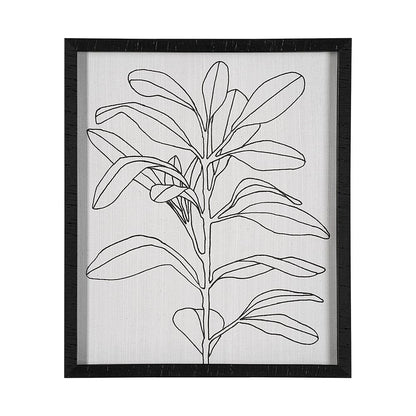 Mercana - Olive Branch Countour I by Emma Scarvey Hand Embellished Textured Framed Art Print Matted under Glas - 13327 view 1
