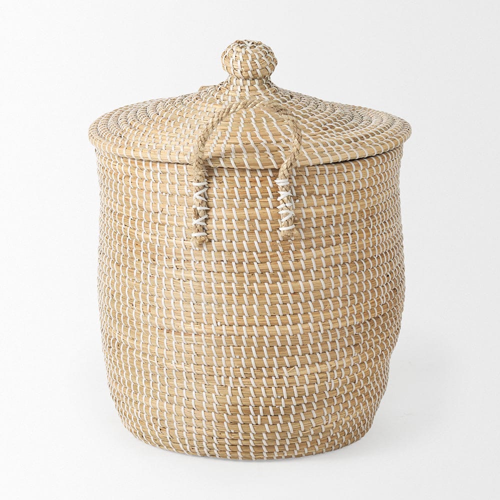 Mercana - Olivia 15.7L x 15.7W x 17.3H Beige Seagrass Basket W/Lid and Handles (Set of 3) - 69613 view 3