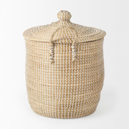 Mercana - Olivia 15.7L x 15.7W x 17.3H Beige Seagrass Basket W/Lid and Handles (Set of 3) - 69613 view 3