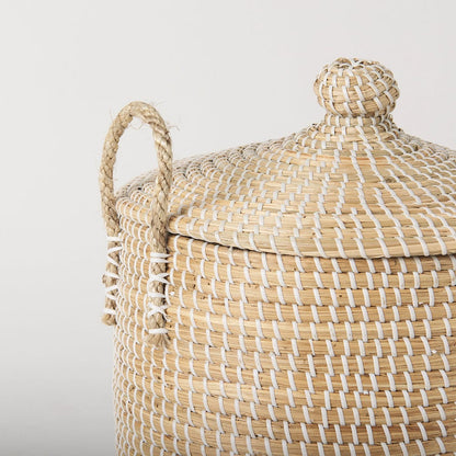 Mercana - Olivia 15.7L x 15.7W x 17.3H Beige Seagrass Basket W/Lid and Handles (Set of 3) - 69613 view 5