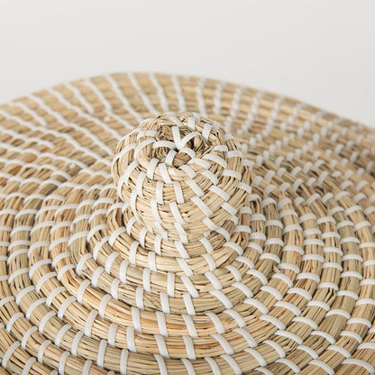 Mercana - Olivia 15.7L x 15.7W x 17.3H Beige Seagrass Basket W/Lid and Handles (Set of 3) - 69613 view 6