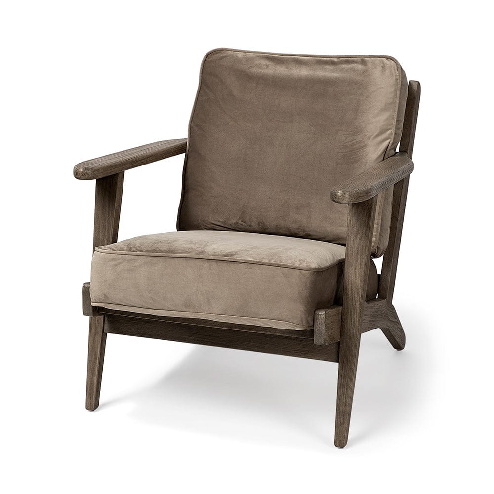 Mercana - Olympus II Brown Velvet Covered Wooden Frame Accent Chair - 68184 view 1