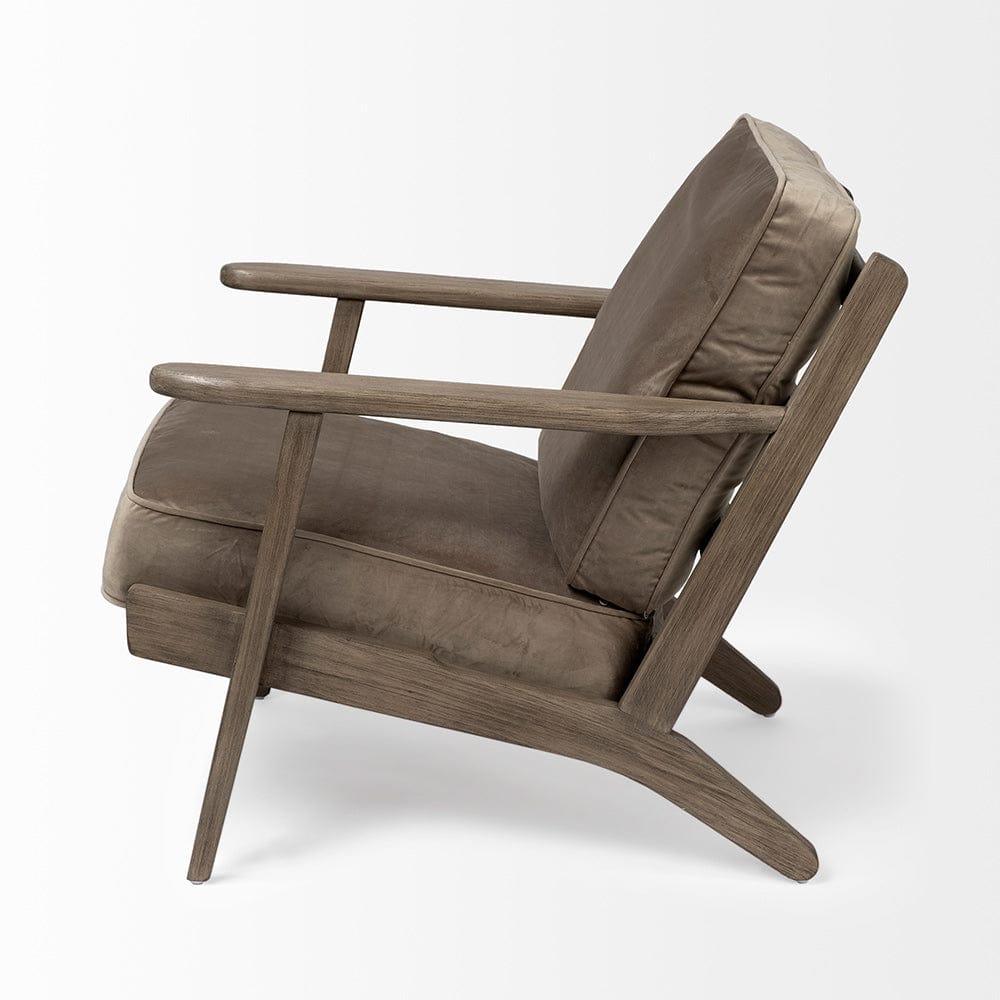 Mercana - Olympus II Brown Velvet Covered Wooden Frame Accent Chair - 68184 view 2