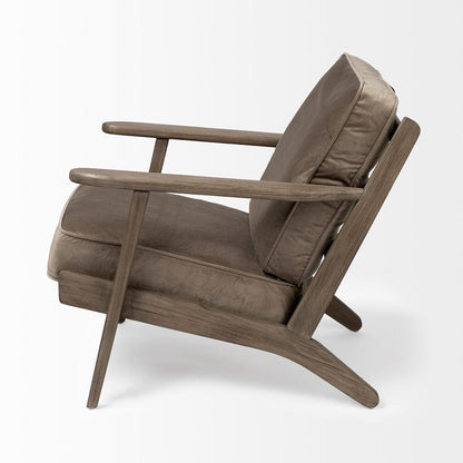 Mercana - Olympus II Brown Velvet Covered Wooden Frame Accent Chair - 68184 view 2