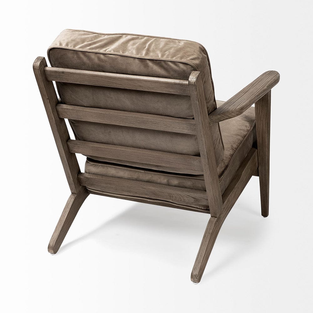 Mercana - Olympus II Brown Velvet Covered Wooden Frame Accent Chair - 68184 view 4