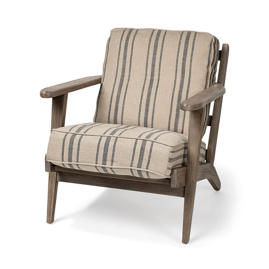 Mercana - Olympus III Striped Brown Jute Wrapped Wooden Frame Accent Chair - 68186 view 1