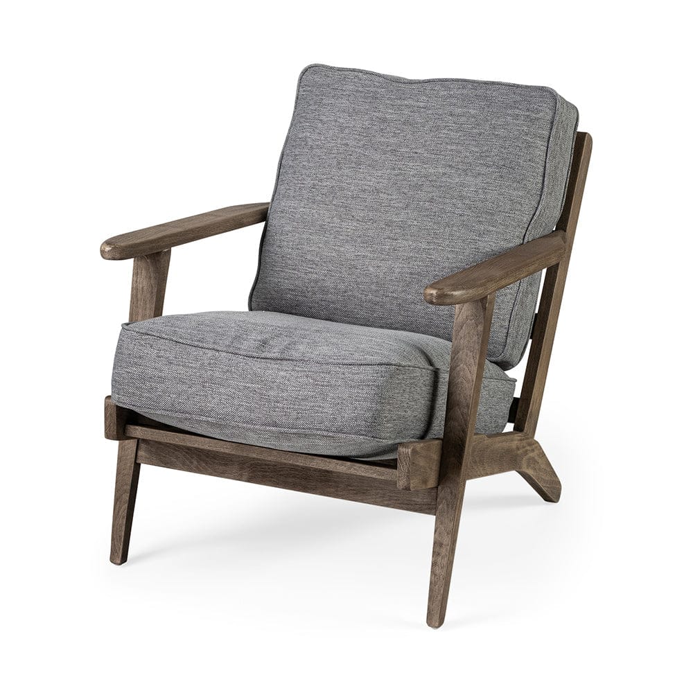 Mercana - Olympus V Castlerock Grey Fabric Wrapped Brown Wooden Frame Accent Chair - 68727_CLOSEOUT view 1