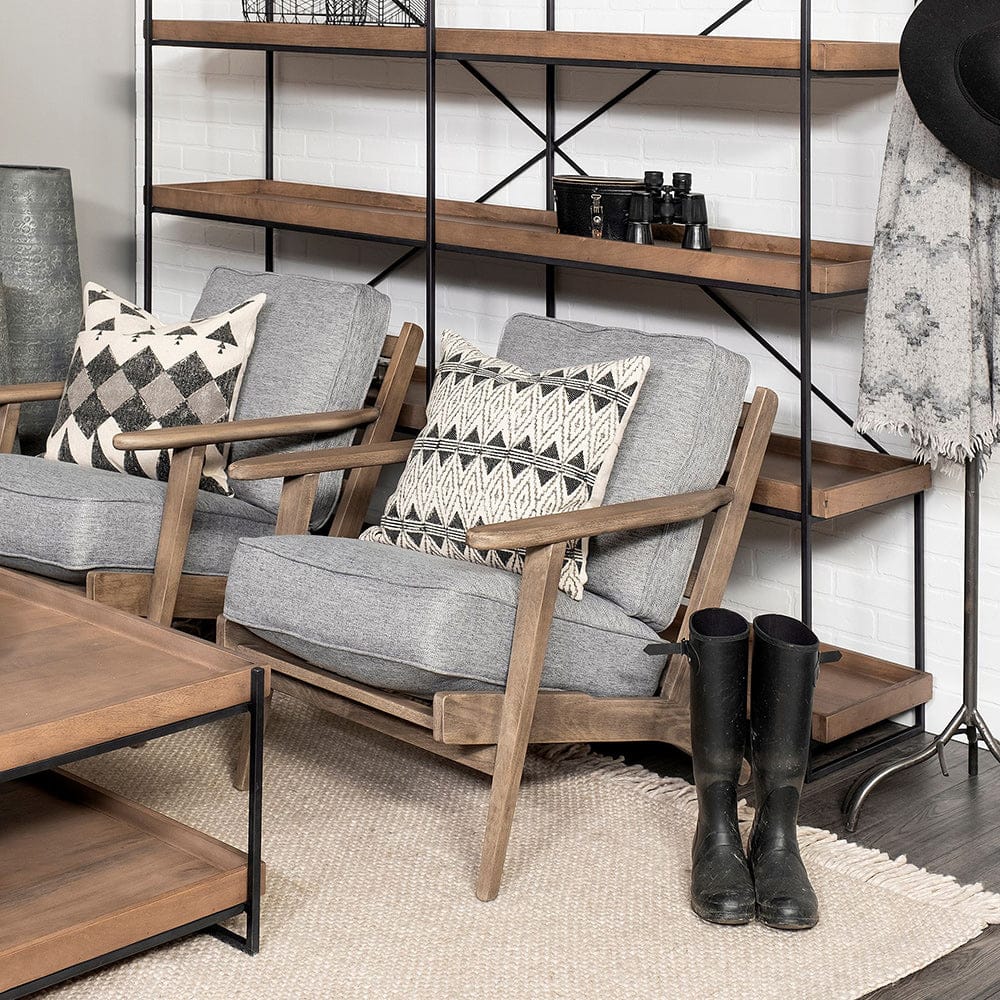 Mercana - Olympus V Castlerock Grey Fabric Wrapped Brown Wooden Frame Accent Chair - 68727_CLOSEOUT view 6