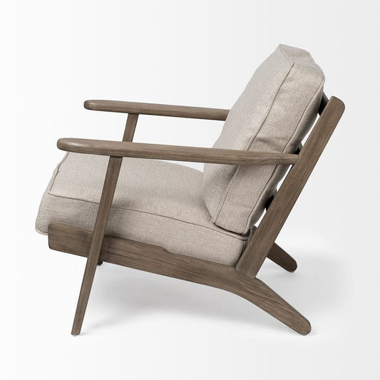Mercana - Olympus VI Beige Fabric Wrapped Wooden Frame Accent Chair - 68187 view 2