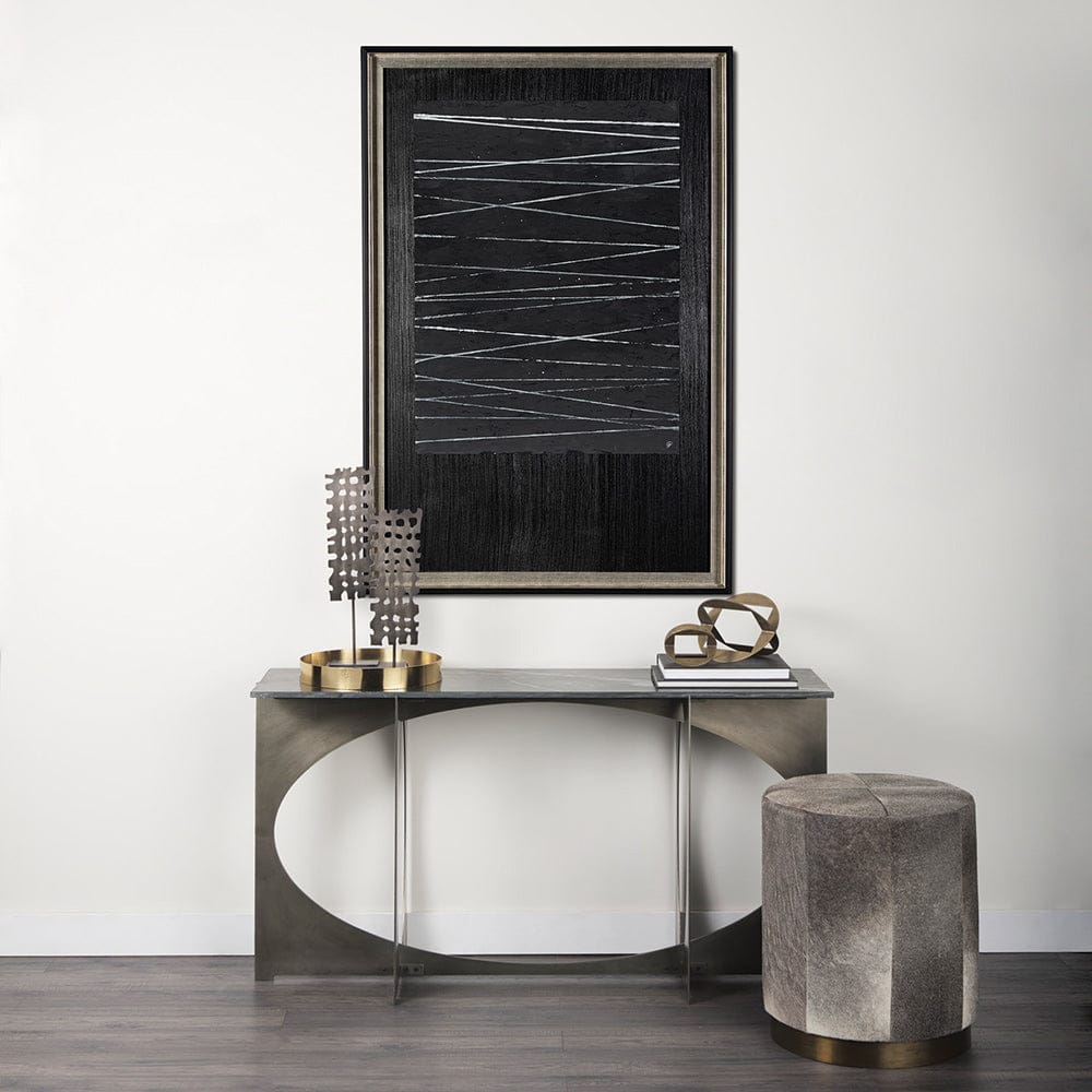 Mercana - OM-Silver Lines by Studio M a handmade Original Framed Artwork under Glass - 13552 view 8