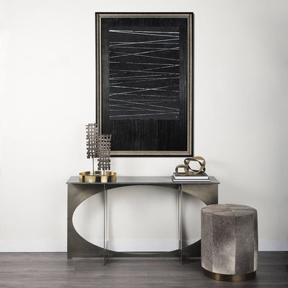 Mercana - OM-Silver Lines by Studio M a handmade Original Framed Artwork under Glass - 13552 view 8