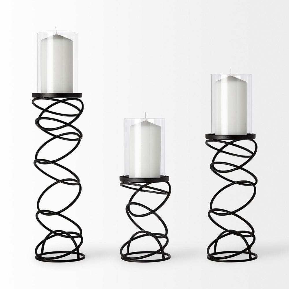 Mercana - Omega I Small Black Metal Stacked Ring Table Candle Holder - 67878 view 2