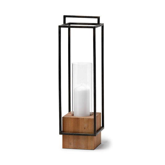 Mercana - Orionis Large Wood w/ Black Metal Lantern Candle Holder - 68652 view 1