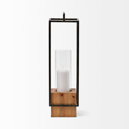 Mercana - Orionis Large Wood w/ Black Metal Lantern Candle Holder - 68652 view 2