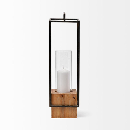 Mercana - Orionis Large Wood w/ Black Metal Lantern Candle Holder - 68652 view 2
