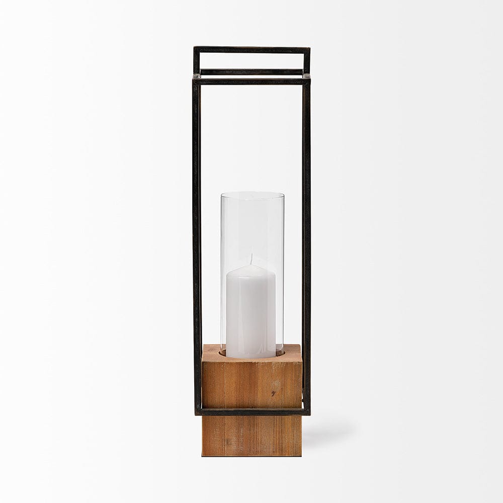 Mercana - Orionis Large Wood w/ Black Metal Lantern Candle Holder - 68652 view 3